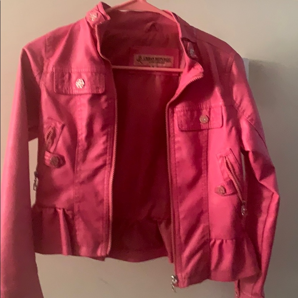 Kids 10-12 Medium Pink Leather jacket